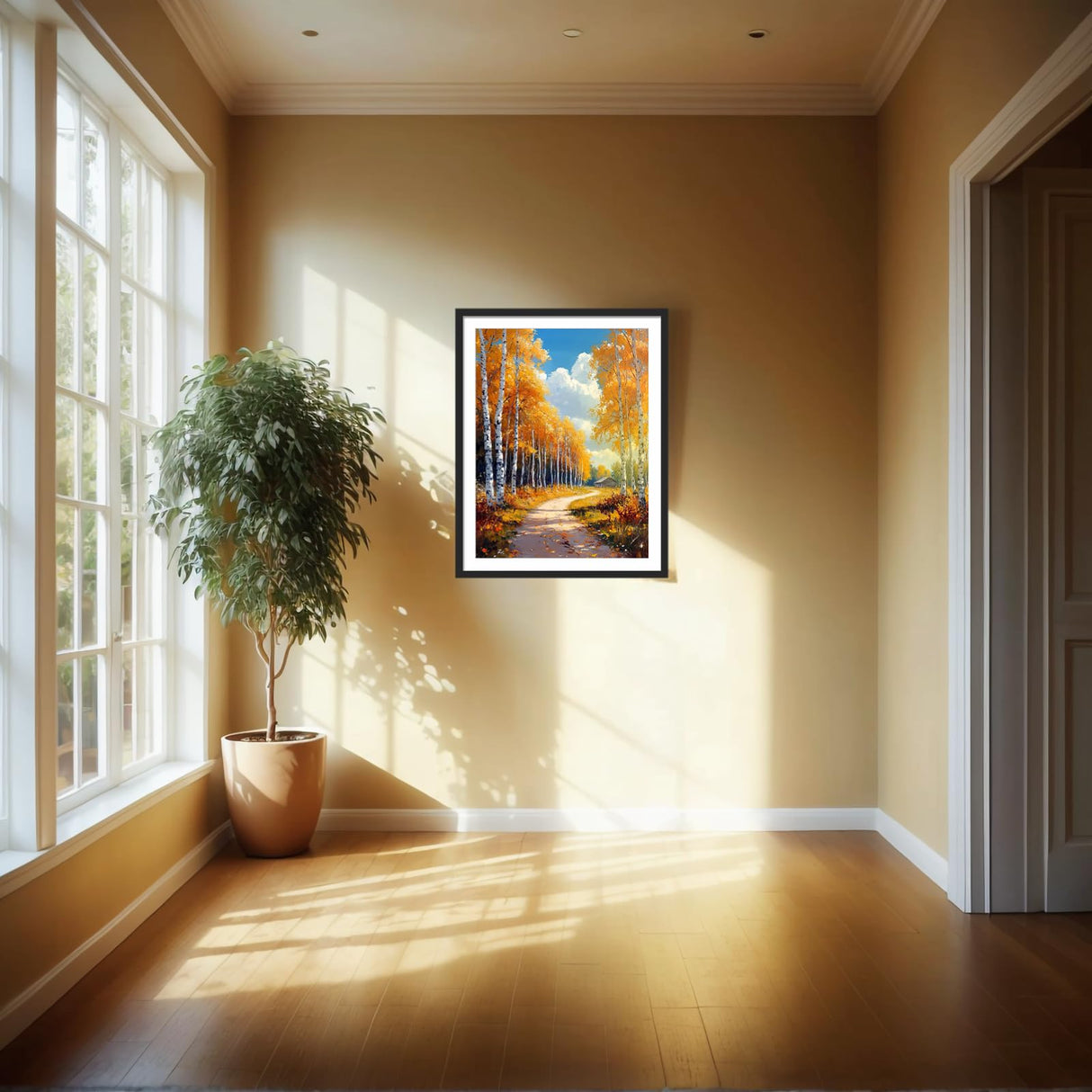 PINFFSHU Autumn Scenery Diamond Painting Kits for Adults 5D Sparkling Birch Forest Path Artwork Diamond Art Kits for Adults Full Drill Diamond Art Painting Kits Gem Art Kits for Wall Decor 12x16 Inch PINFFSHU