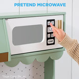Best Choice Products Wooden Pretend Play Cottage Kitchen Kids Toy w/Storage, Scalloped Edge, 5 Accessories, Microwave, Oven, Clicking Knobs - White Best Choice Products