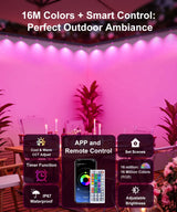 MuliVid 150Ft Permanent Outdoor Lights,Smart RGB Outdoor Lights with Remote APP Control, IP67 Waterproof Outside Light for House for Christmas, Halloween, Holiday, Party, Daily MuliVid