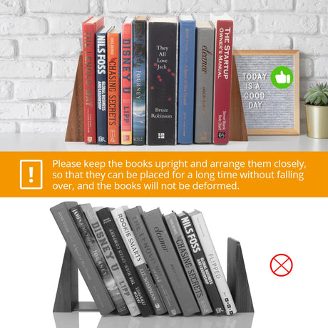 DRELIFAM Walnut Book Ends Heavy Duty Handmade Bookends for Shelves Book Ends Decorative to Hold Heavy Books (Walnut Wood Large) DRELIFAM