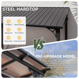 Aoxun 10' x 14' Lean to Gazebo, Upgraded Hardtop Outdoor Pergola with Sloping Galvanized Steel Roof, Large Wall-Mounted Heavy Duty Awnings for Patio, Backyard, Deck, Porch (Black) Aoxun