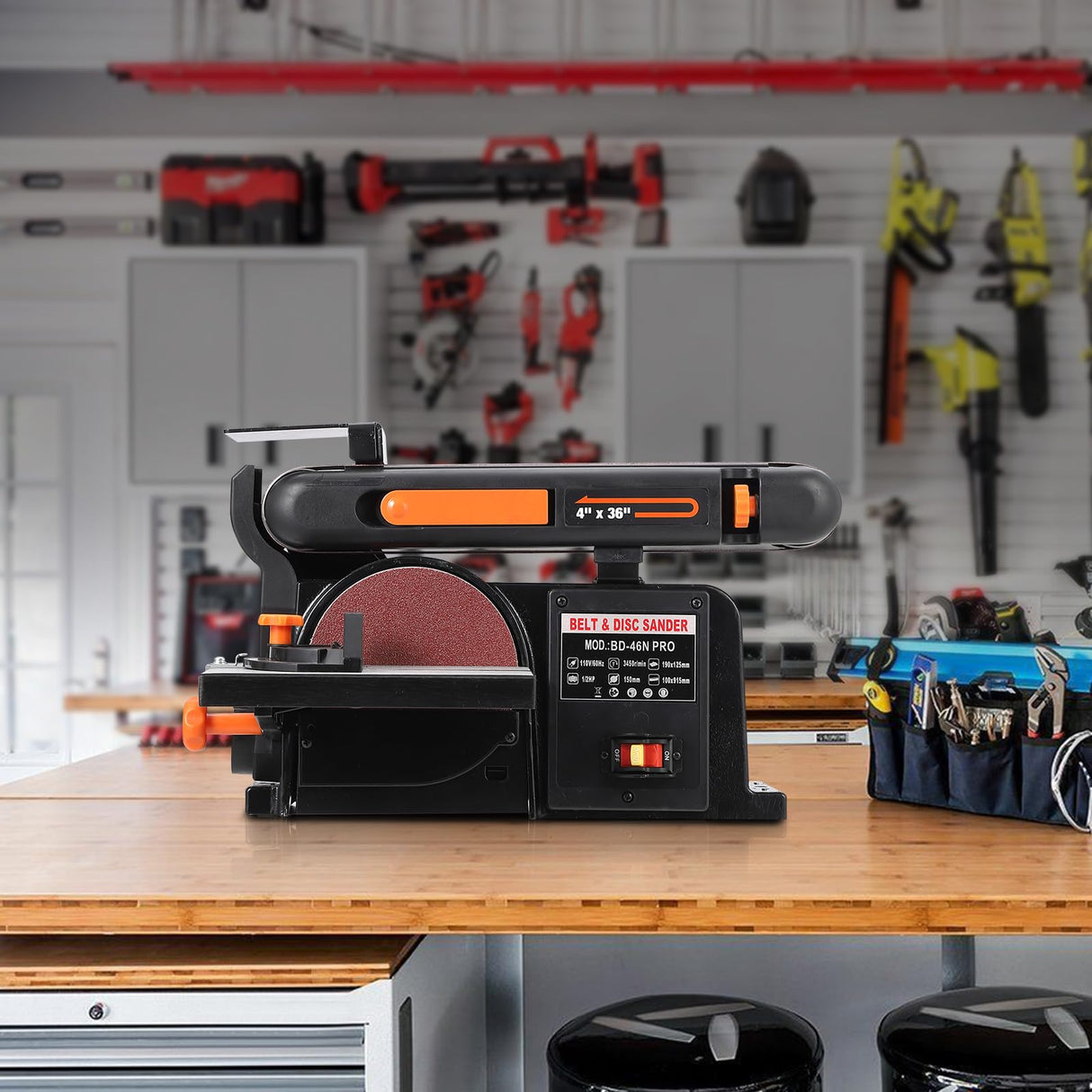 EliteEdge EliteEdge Benchtop Belt and Disc Sander - 1/2HP Motor, 4" x 36" Belt, 6" Disc, Sturdy Cast Iron Base, Powerful Woodworking Sander with Benchtop Mount EliteEdge