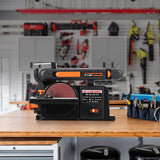 Belt Sander,1/2HP Motor, Belt Sanders For Woodworking With 4Inch X 36 Inch Sanding Belt And 6-Inch Sanding Disc, Powerful Woodworking Sander With Bench Mount And Cast Iron Base Euker