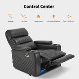 MCombo Power Recliner Chair with Adjustable Headrest, Home Theater Seating with USB & Type-C Port, Armrest Storage & LED Light HTS432SET (Dark Grey, Single Recliner) MCombo