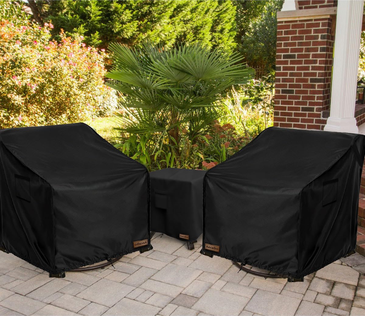 Aacabo Patio Wicker Side Table Cover,22W x 22D x 18H inch,Waterproof Square Patio Small Side Table Cover,Suitable for 3-Piece Outdoor Wicker Patio Bistro Set Side Table Aacabo