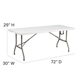 Flash Furniture Elon 6' Rectangular Plastic Folding Event Table, Portable Banquet Table for Indoor/Outdoor Events, White Flash Furniture