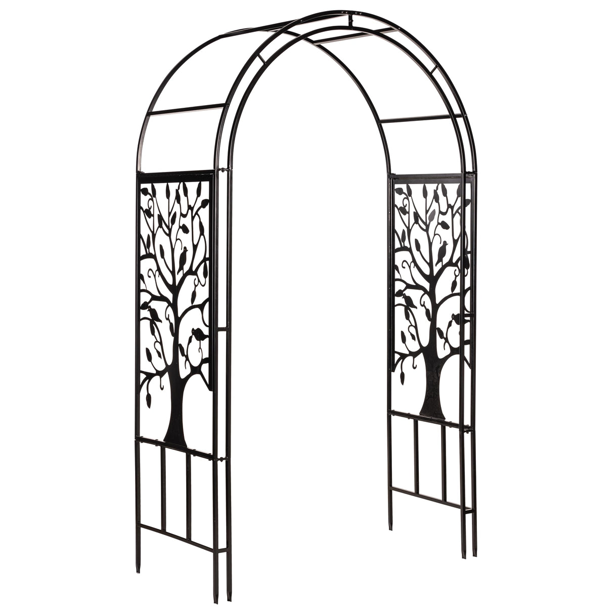 Evergreen Plow & Hearth Tree of Life Garden Arbor - 7 Feet Tall | Slim Metal Arch with Iron Trellis for Climbing Plants | Elegant Wedding Arbor | Outdoor Patio & Garden Decor Evergreen
