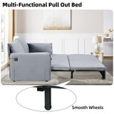 Queen Size Futon Sofa Bed,3-in-1 Convertible Sleeper Sofa Bed,Velvet Pull Out Bed with USB Port,Side Storage,2 Soft Pillows,Recliner Loveseat Sofa for Living Room,Small Space(Grey) Otnqu