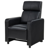Coaster Home Furnishings - Toohey - Leatherette Upholstered Push Back Recliner Chair with Plush Headrests, Padded Armrests, and Pocket Coil Cushions - Living Room - 30-Inch - Black - 600181 Coaster Fine Furniture