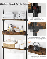 ALLZONE Adjustable 4-Tier Over The Toilet Storage Shelf in Rustic Brown - Versatile Bathroom Organiser with Easy Assembly ALLZONE