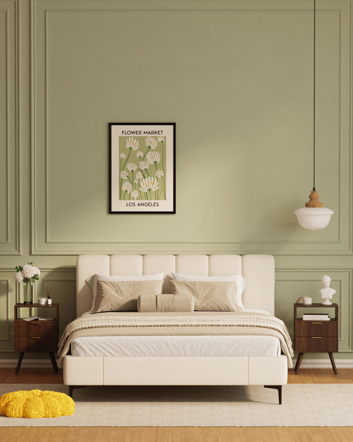 Leomonio Nightstand,Modern Bedside Table with 2 Storage Drawer and Open Wood Shelf, for Bedroom and Small Spaces,Night Stand with Solid Wood Legs,Walnut Brown Leomonio