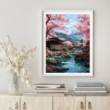 Cherry Blossoms Diamond Art Kits for Adults, DIY Landscape Diamond Painting Kits for Beginners, 5D Full Round Drill Diamonds Art Painting for Home Wall Decor Gift 12x16 Inch Generic