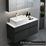 Weibath 31'' Bathroom Vanity Floating Bathroom Sink Cabinet with Ceramic Vessel Sink Black & White Wall Mounted Floating Vanity Weibath