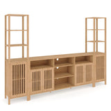 Entertainment Center with Bookshelves, Farmhouse TV Stand for 70 Inch TVs, TV Stands for Living Room w/Adjustable Shelves & Storage Cabinet, Modern Console Cabinet for Bedroom Home Theater HomeEterna