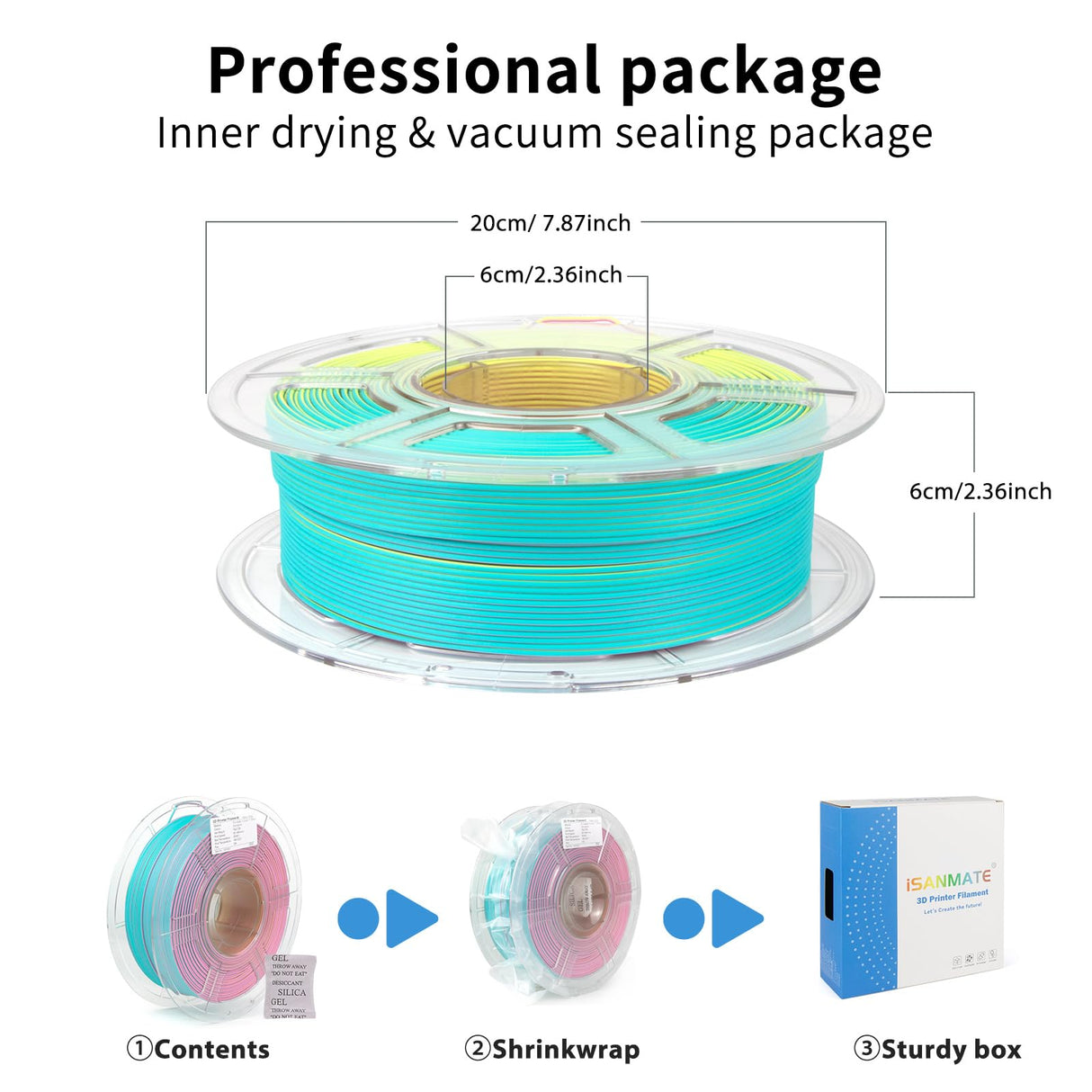 iSANMATE Matte 3D Printer Filament, 3-in-1 Color Rainbow Filament, Coextrusion 3D Filament, Rapid Magic Color Change Filament 1.75mm, Dimensional Accuracy +/- 0.03 mm, Moonstone 1KG/Spool iSANMATE