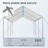 PHI VILLA 12x20 ft Heavy Duty Carport Car Canopy Party Tent Adjustable Peak Height, Garage Storage Boat Shelter with Waterproof & UV Protected Tarp, White PHI VILLA