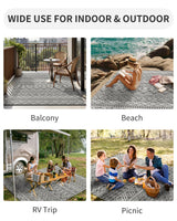 MontVoo Outdoor Rug Carpet Waterproof 5x8 Outdoor Patio Rug Mat Reverisble Plastic Straw Outdoor Rug for RV Camping Picnic Beach Balcony Boho Grey MontVoo