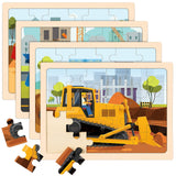 Wooden Puzzles for Kids Ages 4-6, 4 Packs 24 PCS Construction Vehicle Jigsaw Puzzles for Kids Ages 3-5, Preschool Educational Puzzles Boards Toys Gifts for Boys Girls Duchong