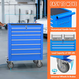 Cemostey 7 Drawers Tool Chest with Wheels, Metal Rolling Tool Box with Drawers, Large Capacity Tool Storage Cabinet with Keyed Locking, Tool Organizer Box for Garage, Workshop, Warehouse- Blue Cemostey