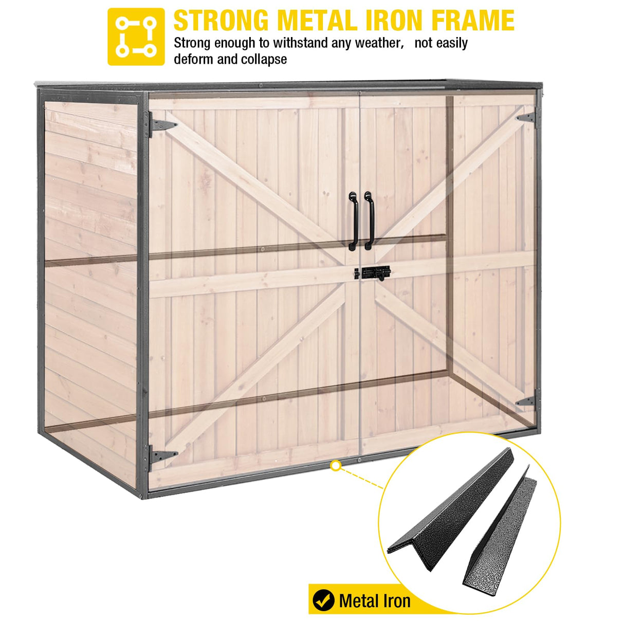 Aivituvin Outdoor Storage Cabinet Trash Can Storage Shed Upgraded with Metal Frame for Garbage Can, Gardening Tools and Accessories 50" L x 27.6" D x 41" H Aivituvin