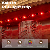 Homde Wine Rack with LED Light Wall Mounted Wood Wine Shelf with Bottle Stemware Glass Holder Rustic Wine Display Storage Rack with 4-Bottle Liquor Dispenser for Home Bar Kitchen Decor Homde