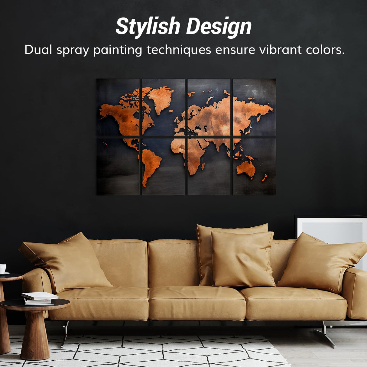 TONOR 8 Pack Art Acoustic Panel, Self-Adhesive Wall Panels, 48"X32" Sound Absorbing Panels, Decorative Soundproof Panels, Acoustic Treatment for Recording Studio, Office, Home, World Map TONOR