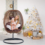 JUFU Egg Swing Chair with Stand,Hanging Egg Chair Indoor Outdoor,Hammock Hanging Basket Chair with Aluminum Steel Frame，Patio Egg Chair with Removable Cushions for Patio Balcony Backyard,Bedrooms JUFU