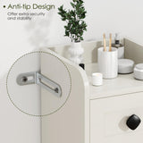 BEWISHOME Bathroom Storage Cabinet, Small Corner Floor Cabinet, Narrow Bathroom Organizers and Storage with Drawer for Small Spaces, 7.9 x 7.9 x 31.5 Inches Antique White YYG05W BEWISHOME