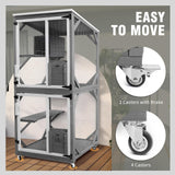 GEGURI Cat Catio Outdoor Cat Enclosure, Large Wooden Kitten Patio Indoor with Upgraded Resting Box, Waterproof Roof GEGURI