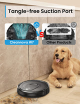 PSUK W7 Robot Vacuum and Mop Combo, Suction Port for Pet Hair, 2 in 1 Mopping Robotic Vacuum Cleaner with Watertank and Dustbin, Self-Charging, Slim, Max 120mins Runtime for Hard Floor (Black) PSUK