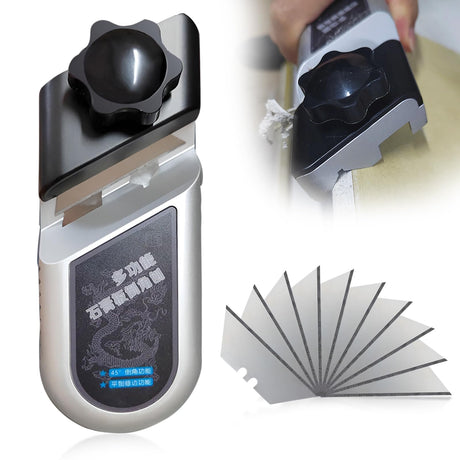 AGLOO Hand Planer for Wood – Chamfer Plane for Woodworking, Gypsum, and More – Plasterboard V Chamfer with 10 Sharp SK5 Blades AGLOO