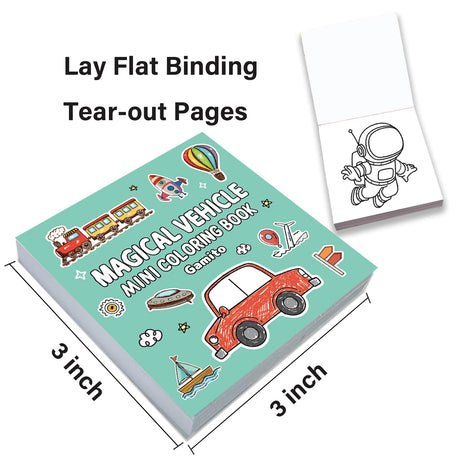 Mini Coloring Book for Adults, 2-Pack Travel Small Coloring Books, Pocket Size Adults Relaxation Coloring Books Stress Relief Adult Mini Coloring Book (Vehicle & Space Planet) Gamito