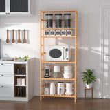 VASMIA Bookshelf,6 Tier Bamboo Adjustable Bookshelves,Tall Bookcase Shelf Storage Organizer,Free Standing Storage Shelving Unit for Living Room,Bedroom,Bathrrom and Home Office,Natural VASMIA