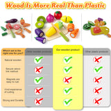 Sundaymot Play Kitchen Accessories, Wooden Play Food, Cooking Set with Stainless Steel Cookware Pots and Pans Utensils, Apron, Chef Hat, Cutting Food Kitchen Playset for Girls and Boys Sundaymot