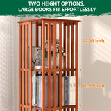 Rotating Bamboo Bookshelf | 6 Tier Revolving Bookcase | 360-degree Space Saving Spinning Book Shelf | Swivel Book Shelves for Display Corner-Friendly Small Space-15.75"W×15.75"D×74.8"H(Walnut) Lauxery