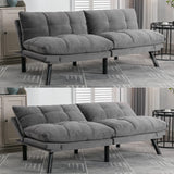 Modern Velvet Convertible Folding Futon Couch Sofa Bed Adjustable Pillow Top Arm Memory Foam Couch Double Loveseat Sofa for Compact Living Space,Dorm,Game Studio,Apartment,Bedroom (Light Grey) Klwenas Maec