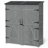 Gizoon Outdoor Storage Cabinet with Waterproof Roof, Double Lockable Doors Garden Shed with 2 Removable Shelves, Wooden Storage Shed with Large Storage Space for Patio, Garden, Backyard, Lawn, Grey Gizoon