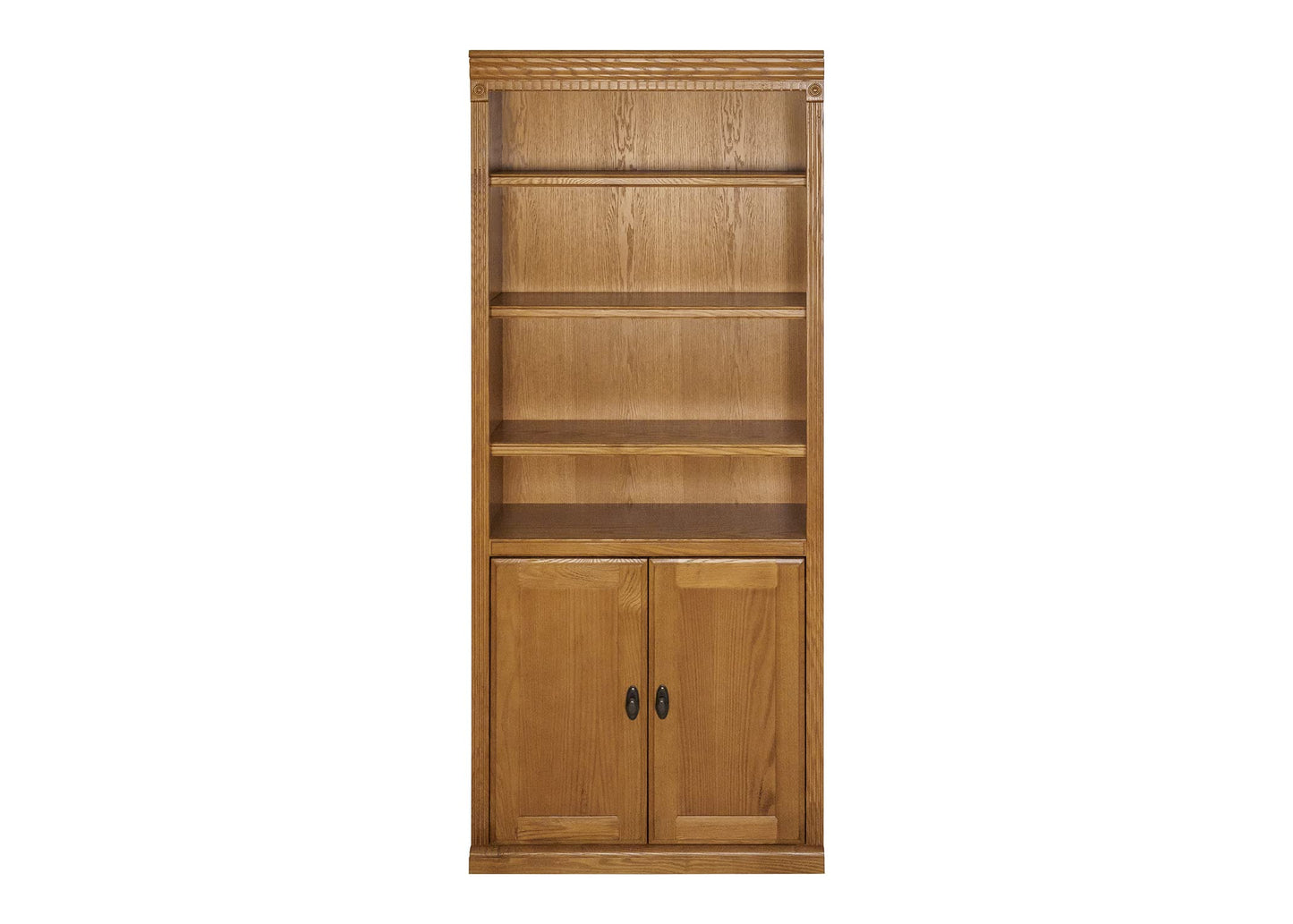 Martin Furniture Huntington Oxford Wood Bookcase with Doors, Storage Cabinet, Office Shelves, Wheat, Brown (HO3072D/W) - WoodArtSupply