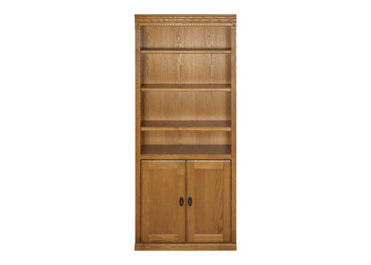 Martin Furniture Huntington Oxford Wood Bookcase with Doors, Storage Cabinet, Office Shelves, Wheat, Brown (HO3072D/W) - WoodArtSupply