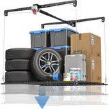 KOKORACKER Garage Ceiling Storage Racks, Heavy-duty 4x4 Ft Overhead Garage Storage Rack with Safety Lock, Ideal for Overhead Storage Mounted Lift System and Storage Organizer, 250lbs Capacity KOKORACKER