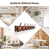 Gohiuo Rustic 32.2" Large Coat Rack Wall Mount, Long Wood Coat Hooks Wall Mount with 8 Triple Hooks, Heavy Duty Wooden for Entryway, Farmhouse Hanging Jackets, Coats, Hats, Bags,Towel Gohiuo