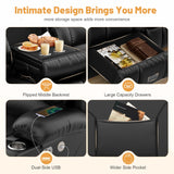 Dresegmt Recliner Sectional Sofa, 5 Seat L-Shaped Manual Reclining with Flip Middle Backrest Design, Large Storage Drawer, USB Ports, Sofa Couch for Home Theater (Black) Dresegmt