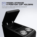 PU Leather Power Wall Hugger Chair Double Reclining Sectional Sofa 2-Seater Loveseat Couch with Center Storage Console & Armrests, USB Port, 4 Cup Holders and LED Light for Living Room RV Theater NicBex