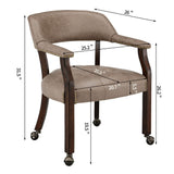 MODERION Solid Wood Boss Caption's Chairs,Dinning Chairs with Wheels and Arms,Office Desk Chairs, Classic Swivel Accent Chairs with Upholstered,Breathing Leather, 31.5¡±H for Living Room Light Brown MODERION