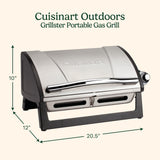 Cuisinart Grillster Portable Gas Grill, Stainless Steel Compact BBQ with Locking Lid for Easy Transport, 8000 BTU Small Propane Grill with Dishwasher Safe Cooking Grate, For Camping and BBQs Cuisinart