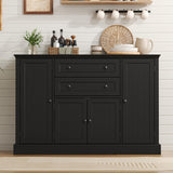 DecoFurn Farmhouse 47" Buffet Cabinet with Storage,Large Sideboard Buffet with Drawers and Adjustable Shelves, Rusitc Coffee Bar Cabinet for Kitchen, Black DecoFurn
