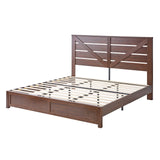 AMERLIFE King Size Farmhouse Bed Frame with Barn Door Headboard and Under Bed Storage AMERLIFE