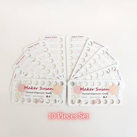 Maker Susan 10 Pack Embroidery Thread Organizer Cards, Embroidery Floss Organizer Holder 16 Positions Cross Stitch Per Bobbin for Thread, Embroidery Floss Bobbin Cardboard, Thread Keeper, DIY Storage Maker Susan