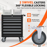 DYneeds 7-Drawer Rolling Tool Chest, Tool Box with Wheels and Drawers, High Capacity Detachable Mobile Tool Storage Cabinet for Workshop, Garage, Mechanics and Repair Room (Black) DYneeds