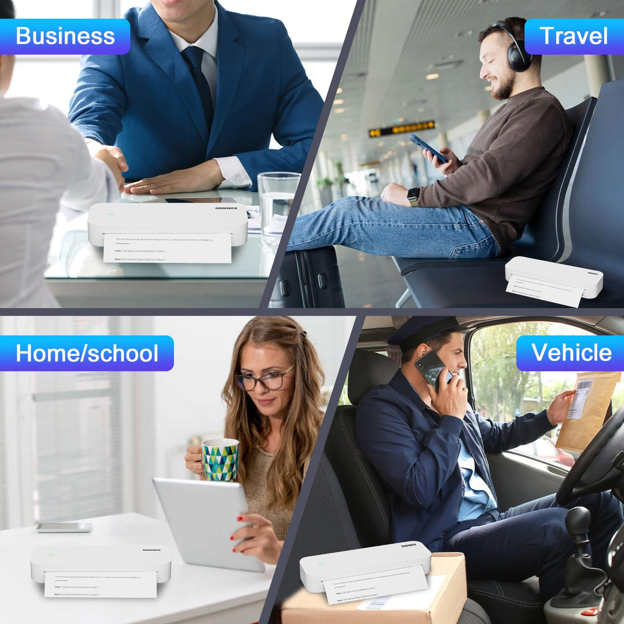 Portable Printers Wireless for Travel,Portable-Thermal-Wireless-Bluetooth-Inkless-Printer,Support 8.5" X 11" US Letter&Legal A4&A5 Thermal Paper,Compatible with Android,iOS Phone&Laptop for Car Home DODOXCX